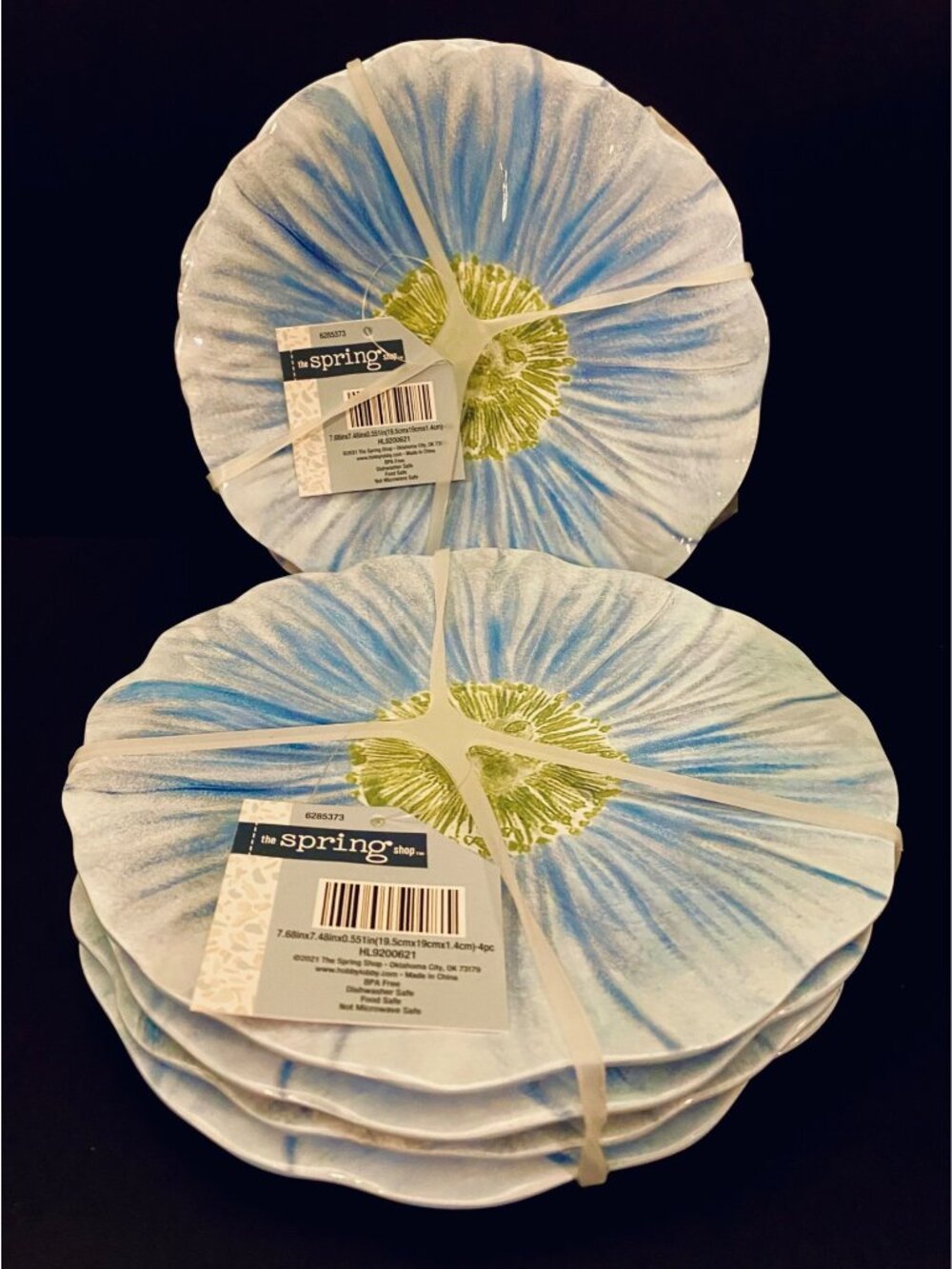 Floral Melamine Plates 8-Piece Set 7.5” Blue Dishwasher Safe BPA Free SpringShop